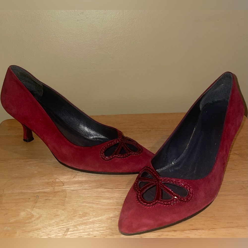 Stuart Weitzman Deep Red Suede Pumps - image 1